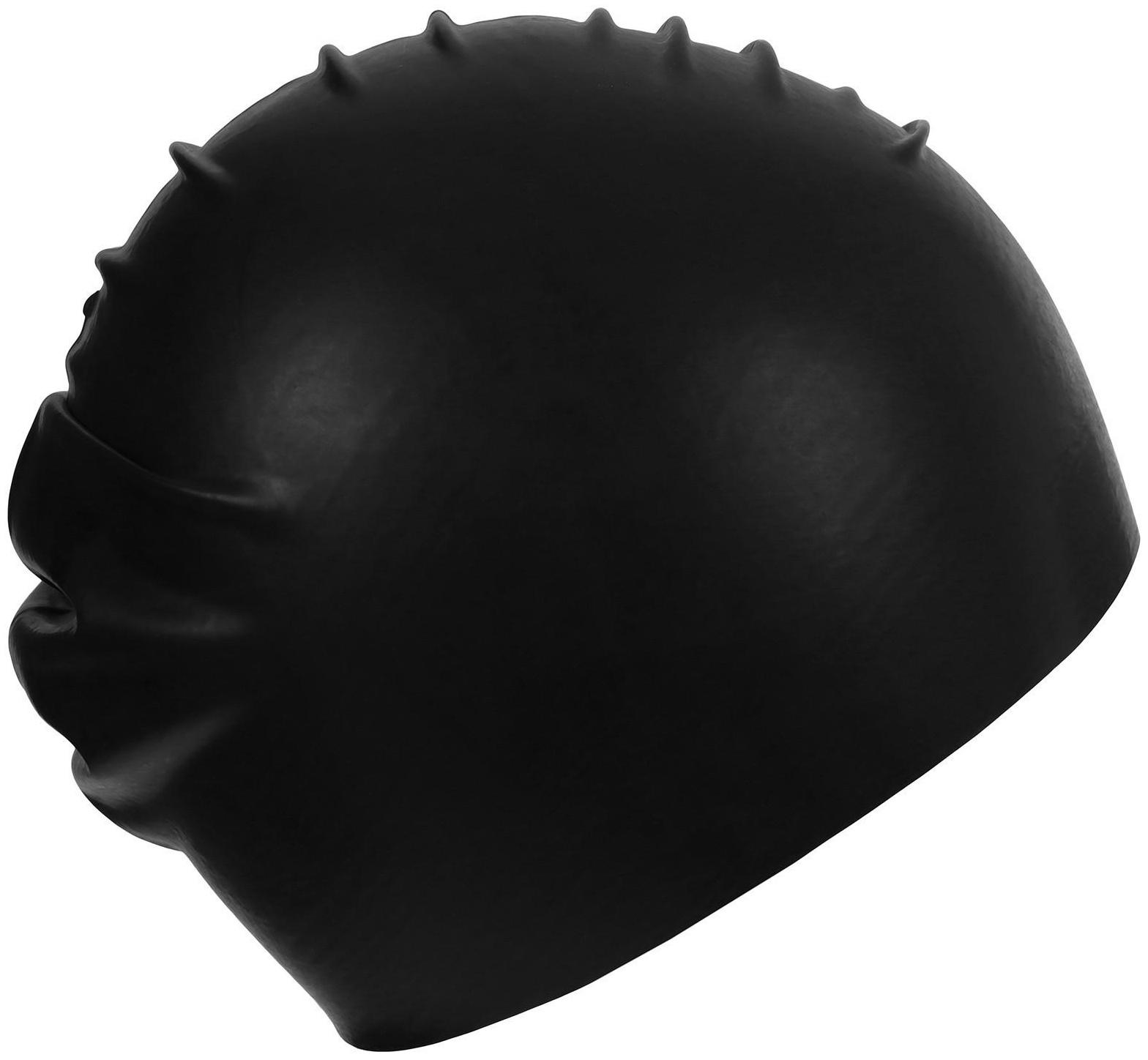 Шапочка для плавания взрослая, резиновая, обхват 54-60 см, цвет чёрный