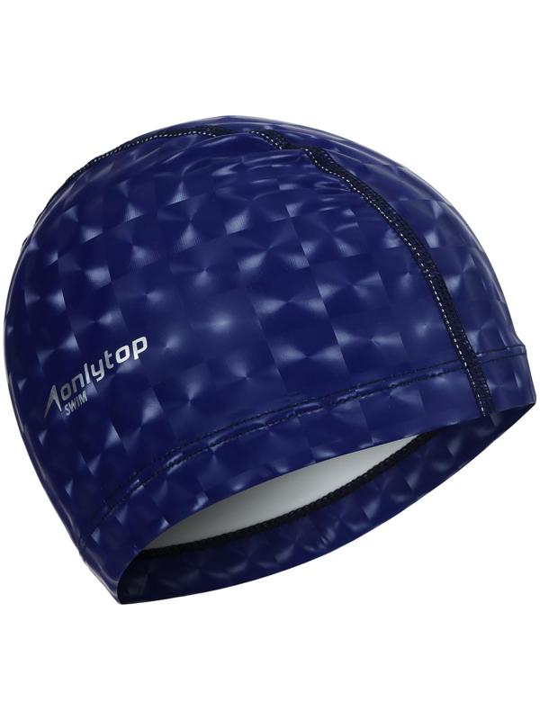 Шапочка для плавания взрослая, тканевая, обхват 54-60 см, цвет тёмно-синий