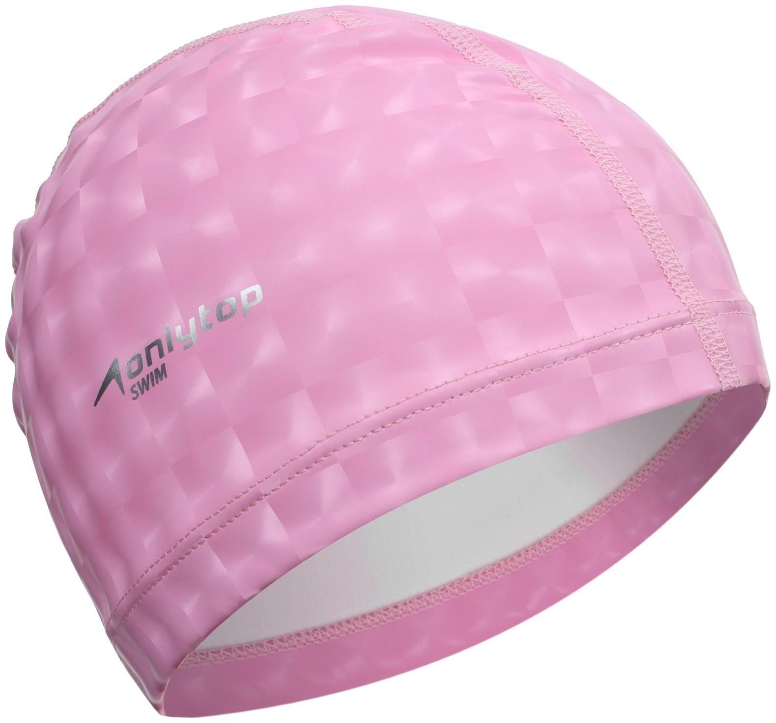 Шапочка для плавания взрослая, тканевая, обхват 54-60 см, цвет розовый