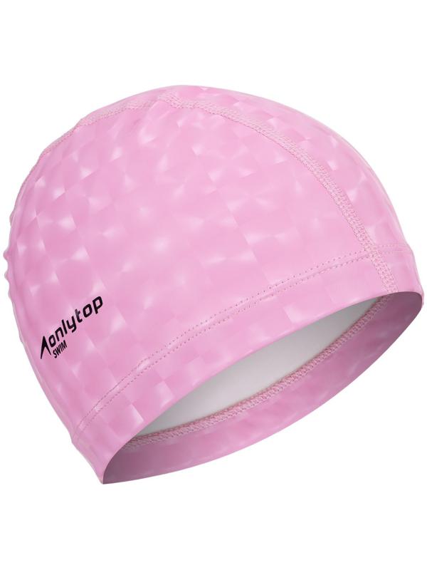 Шапочка для плавания взрослая, тканевая, обхват 54-60 см, цвет розовый