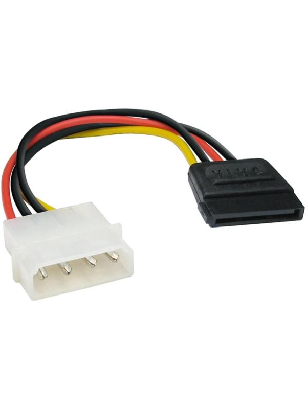Кабель-переходник питания ExeGate EX-CC-SATA-PS, Molex(4pin)(m)-SATA(15pin)(f), 0.15 м