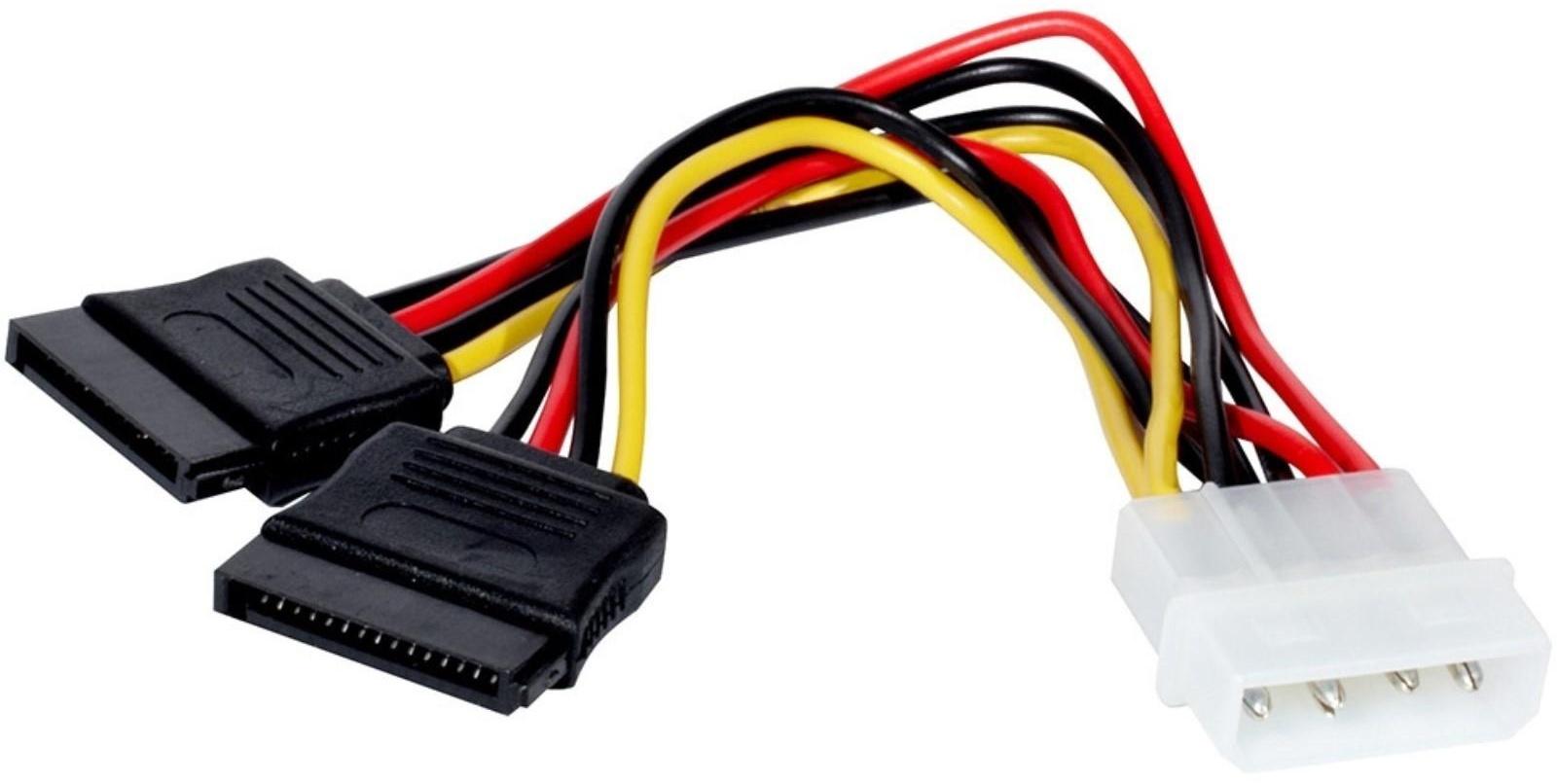 Кабель-переходник питания ExeGate EX-CC-SATA-PSY, Molex(4pin)(m)-2хSATA(15pin)(f), 0.15 м