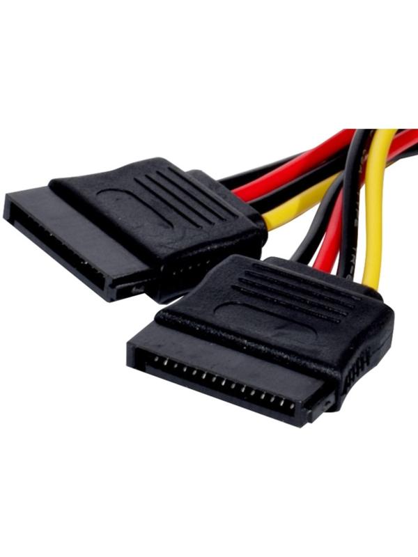 Кабель-переходник питания ExeGate EX-CC-SATA-PSY, Molex(4pin)(m)-2хSATA(15pin)(f), 0.15 м