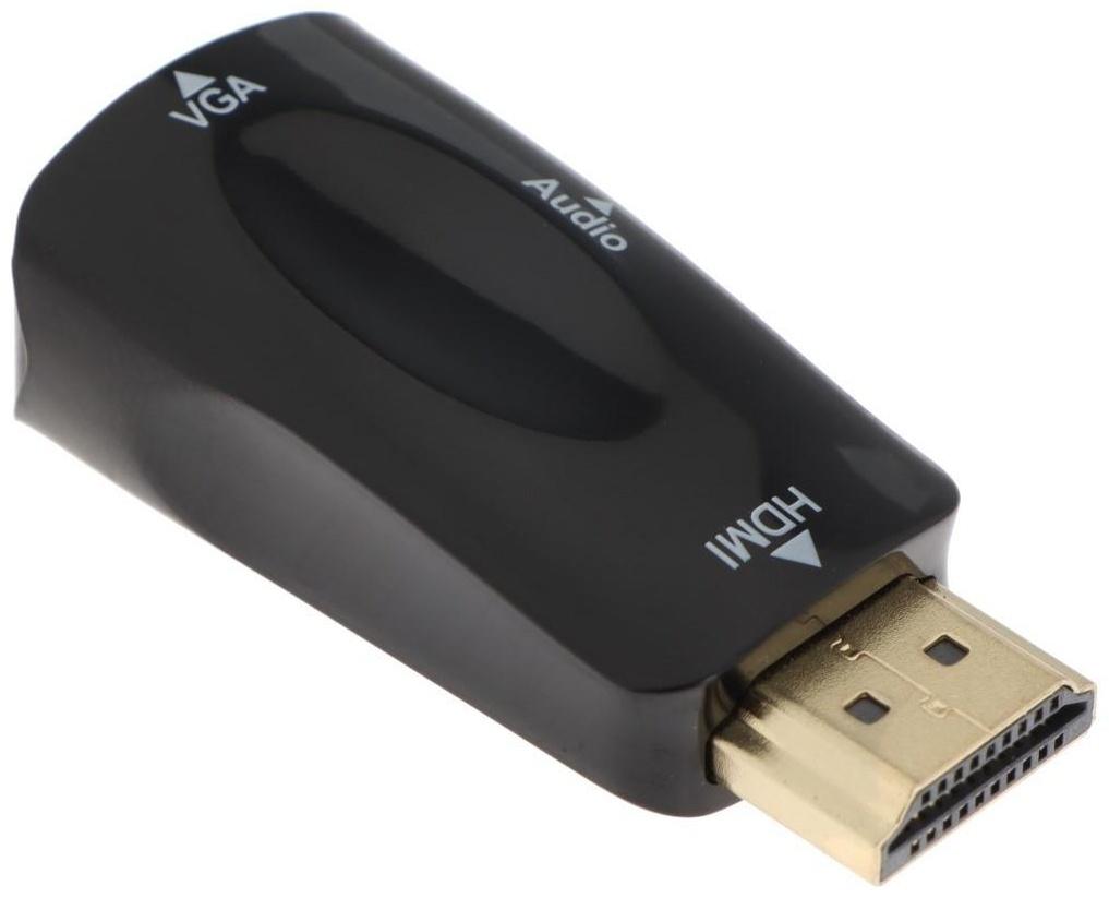 Переходник ExeGate EX-HDMIM-VGAF-C, HDMI-VGA +AUX, чёрный