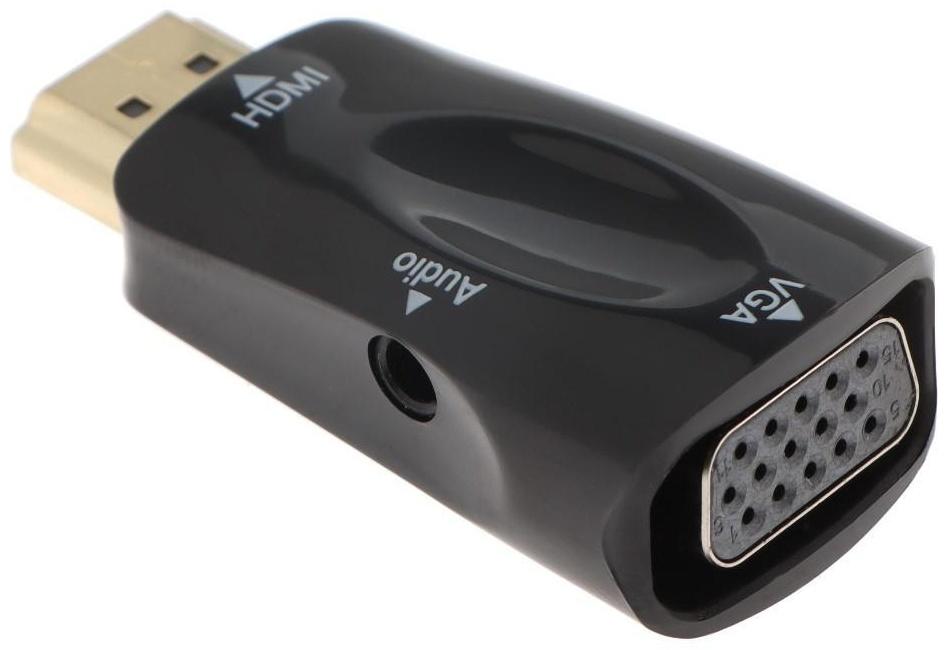 Переходник ExeGate EX-HDMIM-VGAF-C, HDMI-VGA +AUX, чёрный