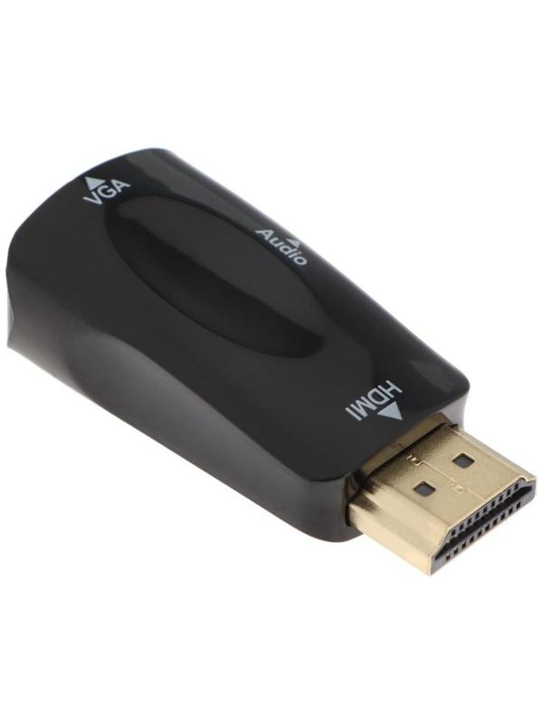 Переходник ExeGate EX-HDMIM-VGAF-C, HDMI-VGA +AUX, чёрный