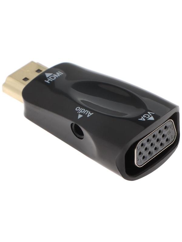 Переходник ExeGate EX-HDMIM-VGAF-C, HDMI-VGA +AUX, чёрный
