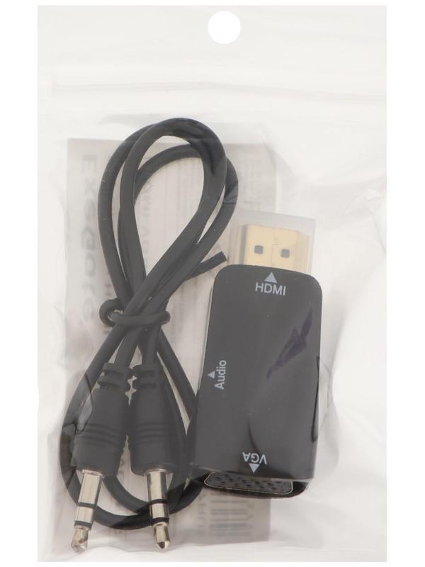 Переходник ExeGate EX-HDMIM-VGAF-C, HDMI-VGA +AUX, чёрный