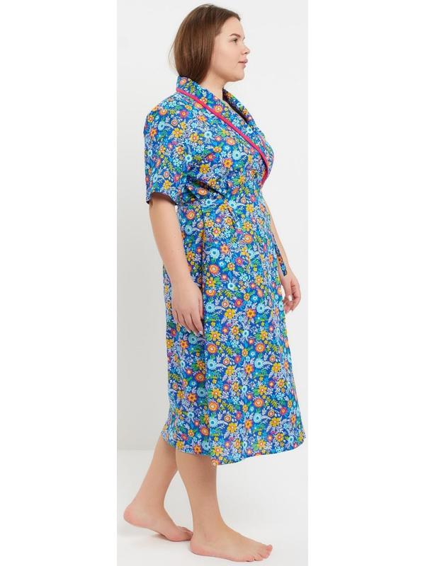 Халат женский «Запашной», цвет зелёный/синий МИКС, размер 52