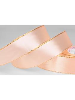Лента атласная «Золотые нити», 25 мм × 23 ± 1 м, цвет нежно-персиковый №007