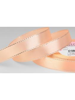 Лента атласная «Серебряные нити», 15 мм × 23 ± 1 м, цвет нежно-персиковый №007