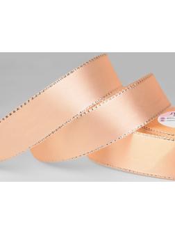 Лента атласная «Серебряные нити», 25 мм × 23 ± 1 м, цвет нежно-персиковый №007