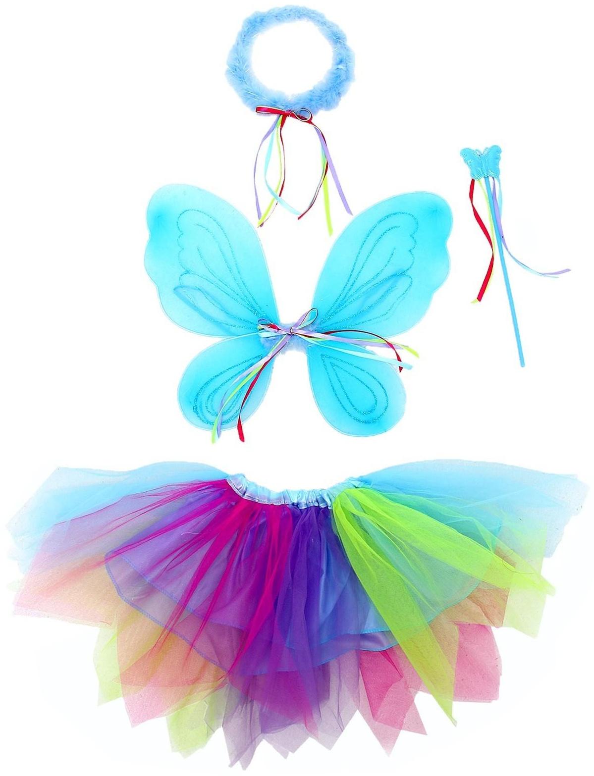 Карнавальный набор «Фея», 4 предмета: юбка, крылья, жезл, нимб