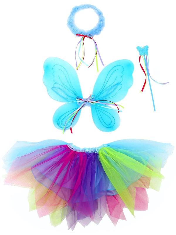 Карнавальный набор «Фея», 4 предмета: юбка, крылья, жезл, нимб