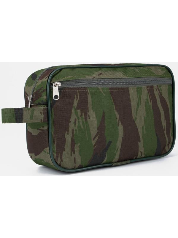 Косметичка на молнии, цвет зелёный/камуфляж