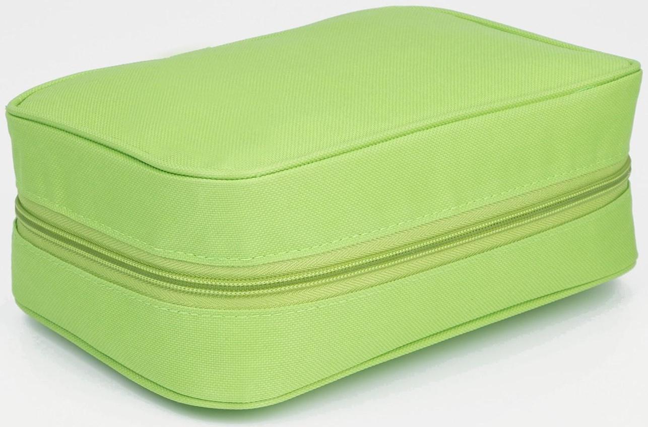 Косметичка-нессесер на молнии, с крючком, цвет зелёный
