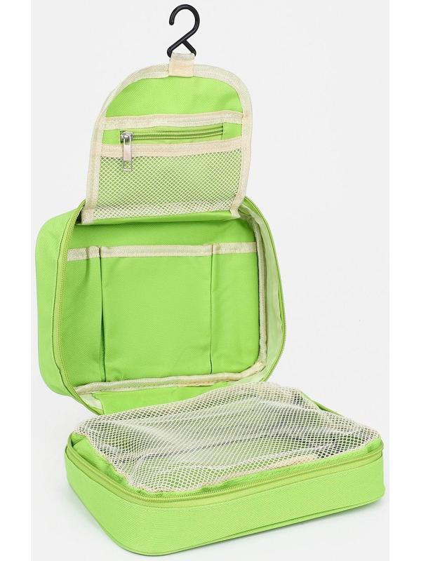 Косметичка-нессесер на молнии, с крючком, цвет зелёный