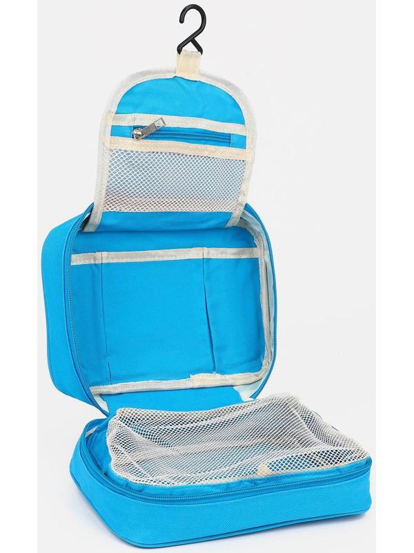 Косметичка-нессесер на молнии, с крючком, цвет голубой