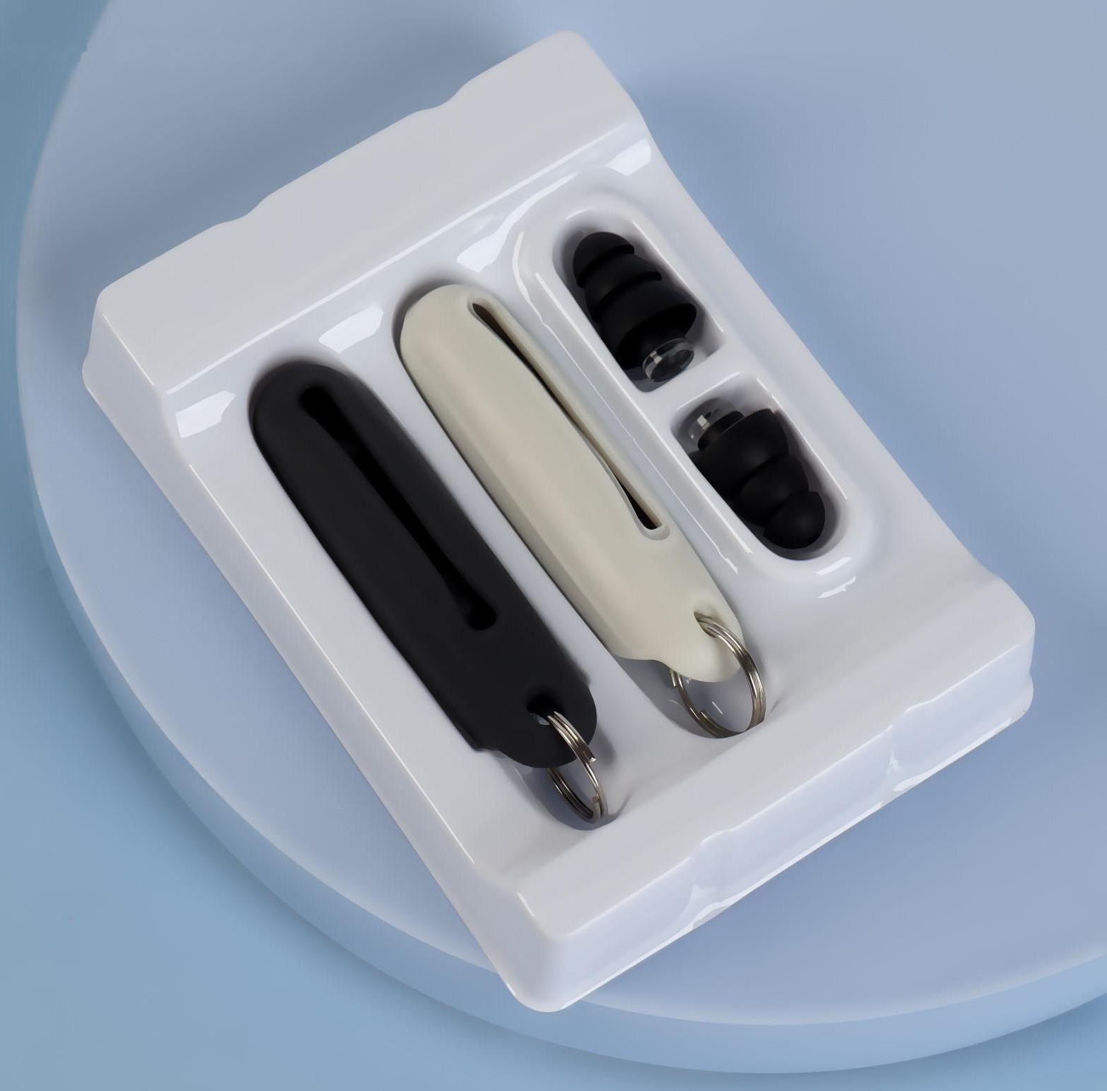 Набор беруш в силиконовом футляре, с брелоком, 3 пары, цвет МИКС