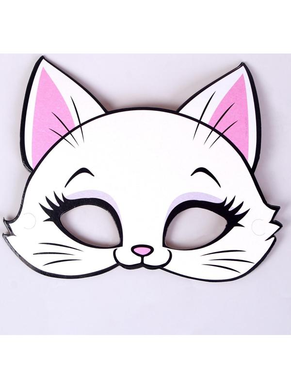 Набор бумажной посуды c масками «Кошечка», 6 тарелок, 6 стаканов, 6 масок