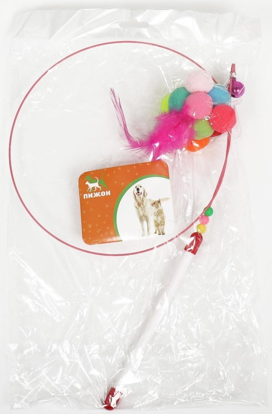 Дразнилка-удочка с плюшевым мячом и стальной проволокой, 100 см, микс цветов