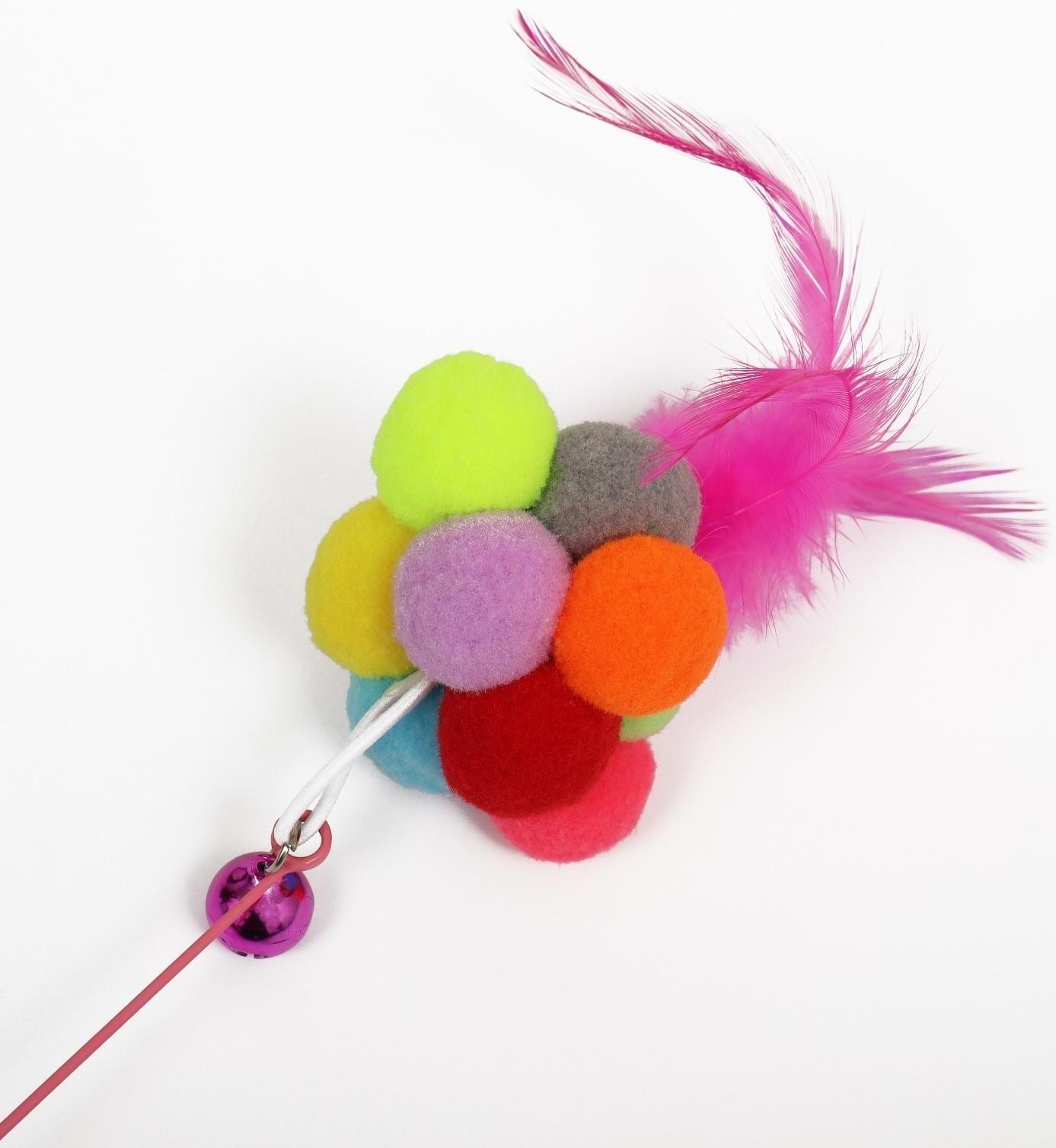 Дразнилка-удочка с плюшевым мячом и стальной проволокой, 100 см, микс цветов