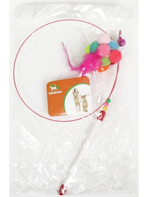 Дразнилка-удочка с плюшевым мячом и стальной проволокой, 100 см, микс цветов