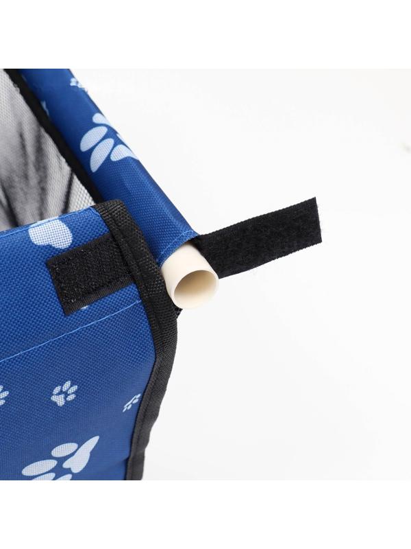 Автокресло для животных 40*30*25 см, синее с белыми лапками и косточками