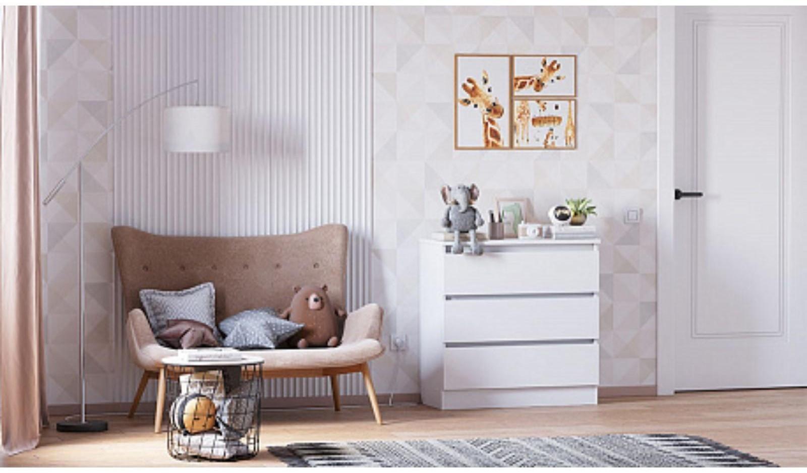 Комод Polini kids, 3 ящика, 800х350х797, белый