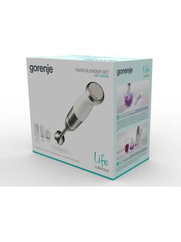 Блендер погружной Gorenje HBC806QW, 800 Вт, 0.5 л, белый