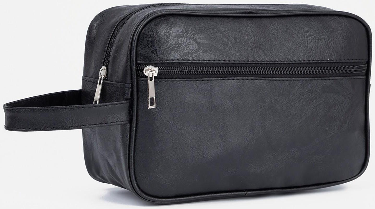 Косметичка на молнии, наружный карман, цвет чёрный