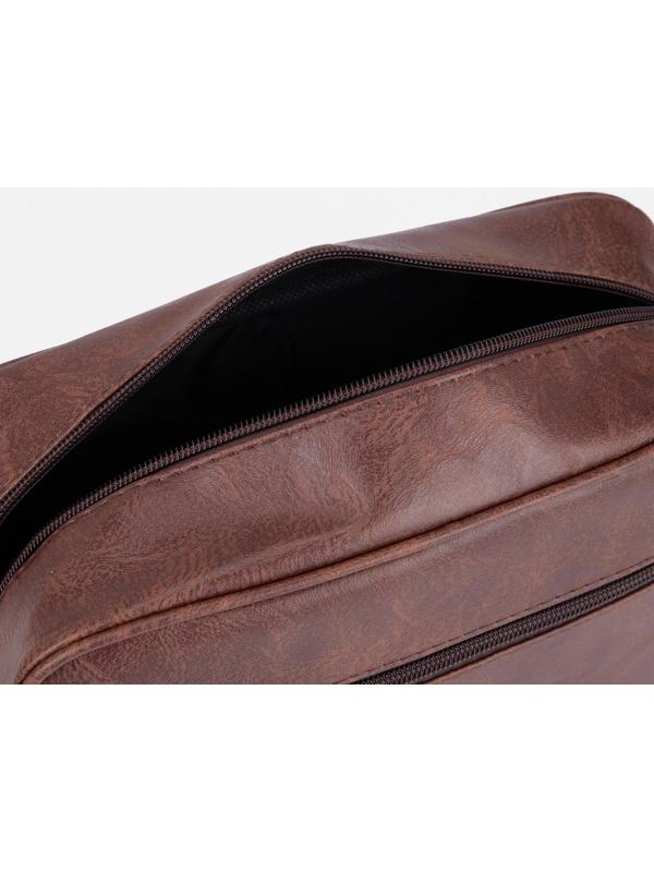 Косметичка на молнии, наружный карман, цвет коричневый