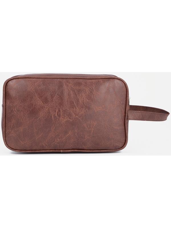 Косметичка на молнии, наружный карман, цвет коричневый
