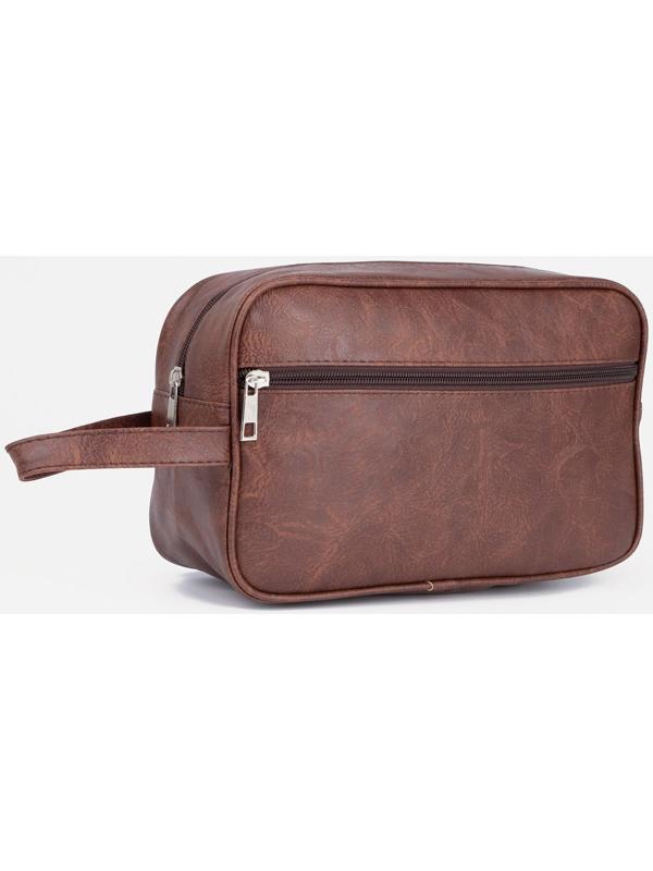 Косметичка на молнии, наружный карман, цвет коричневый