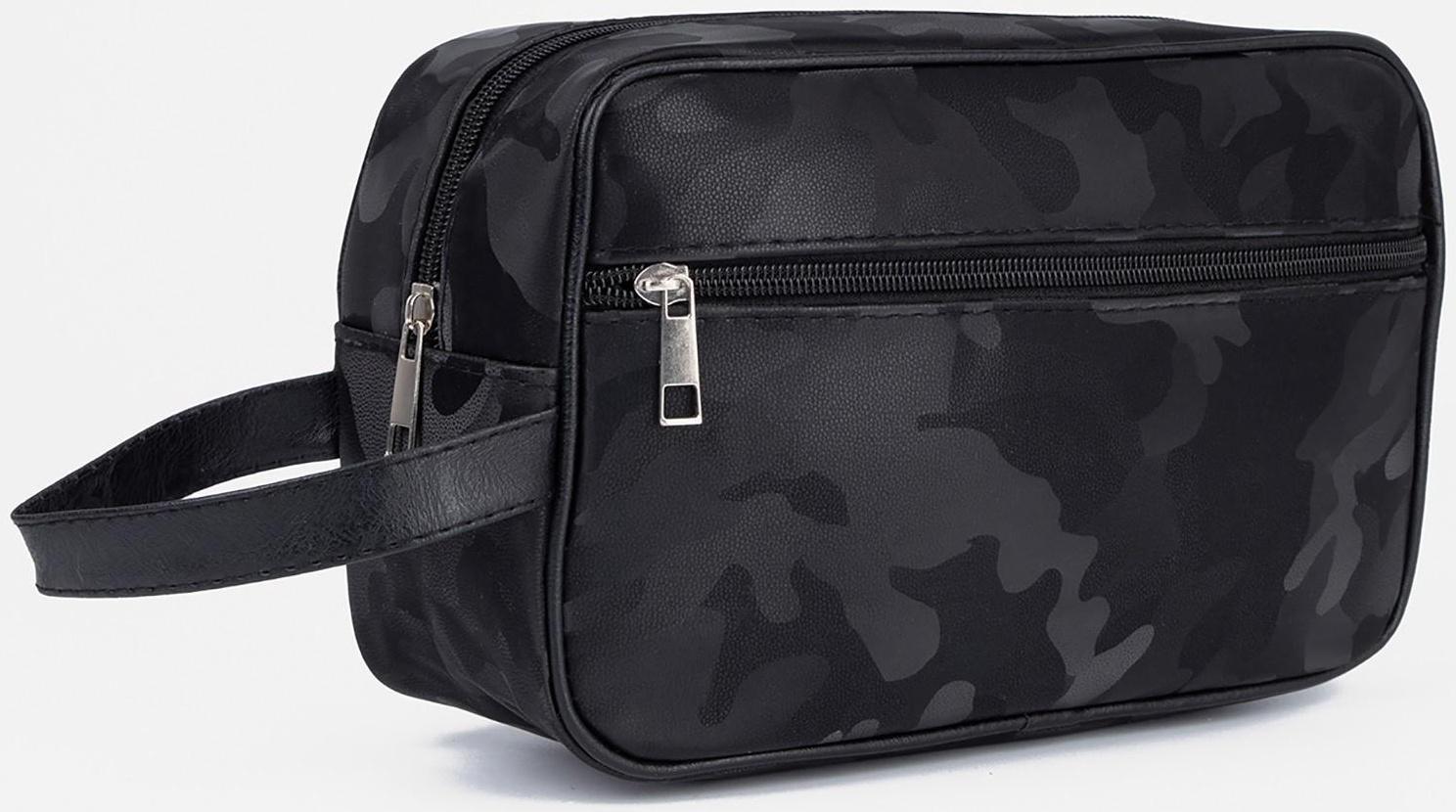 Косметичка на молнии, наружный карман, цвет чёрный