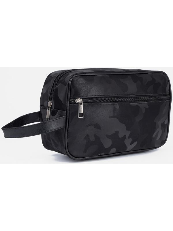 Косметичка на молнии, наружный карман, цвет чёрный