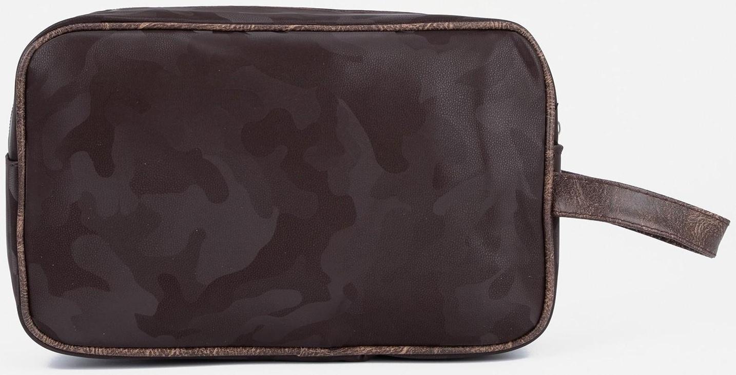 Косметичка на молнии, наружный карман, цвет коричневый