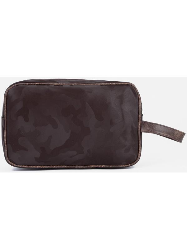 Косметичка на молнии, наружный карман, цвет коричневый