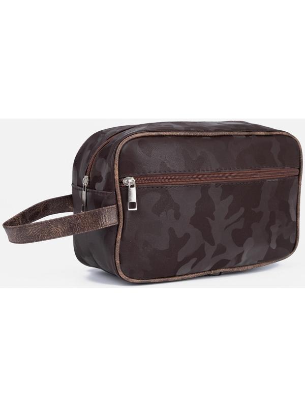 Косметичка на молнии, наружный карман, цвет коричневый