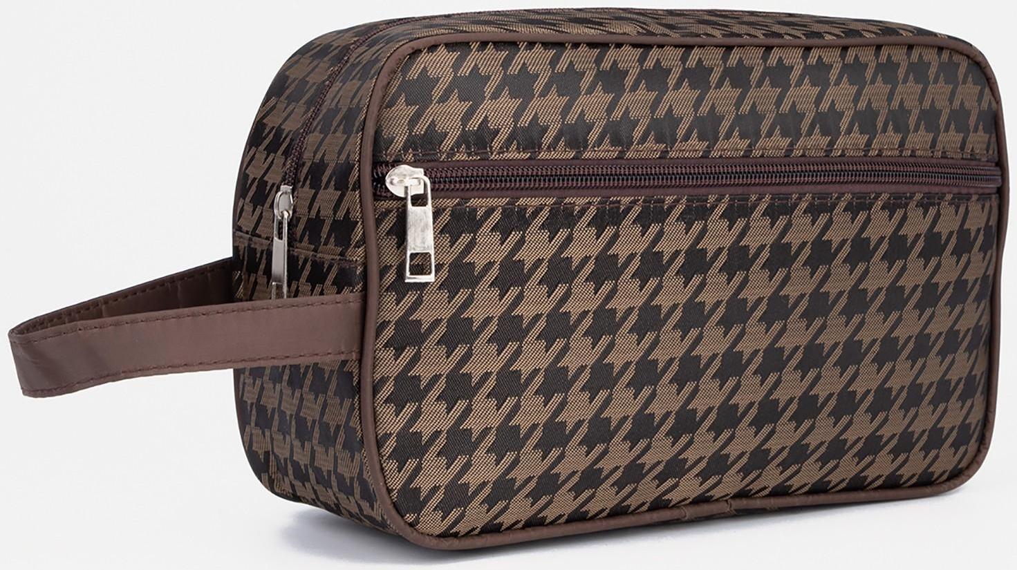 Косметичка на молнии, наружный карман, цвет коричневый