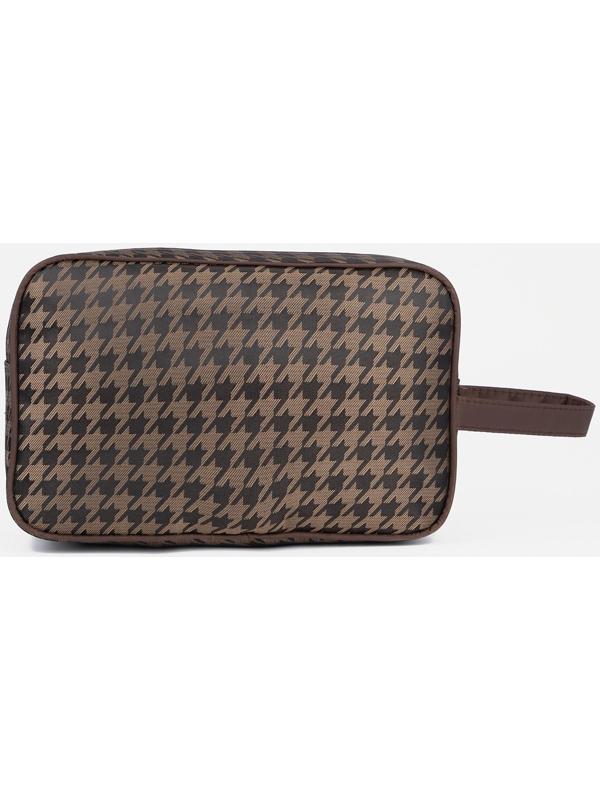 Косметичка на молнии, наружный карман, цвет коричневый