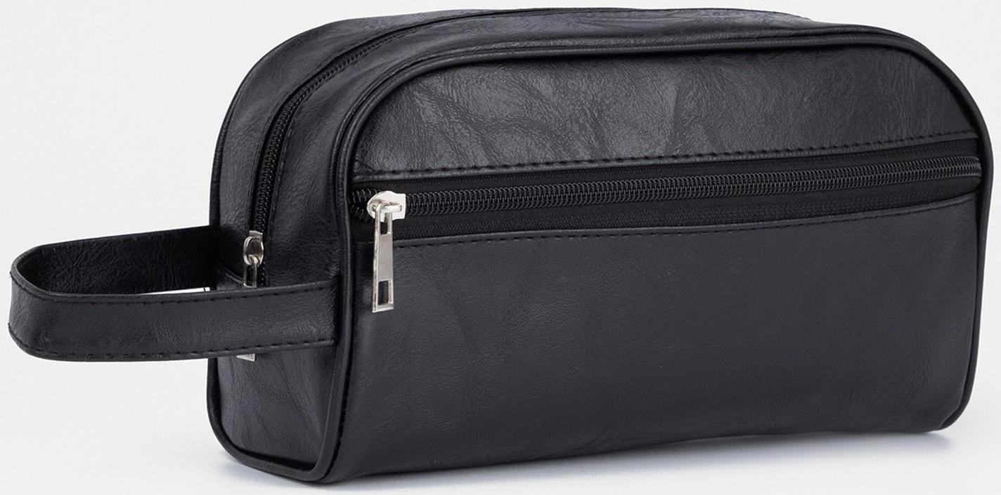 Косметичка на молнии, наружный карман, цвет чёрный