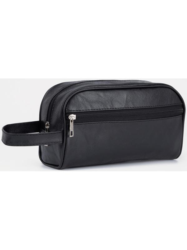 Косметичка на молнии, наружный карман, цвет чёрный