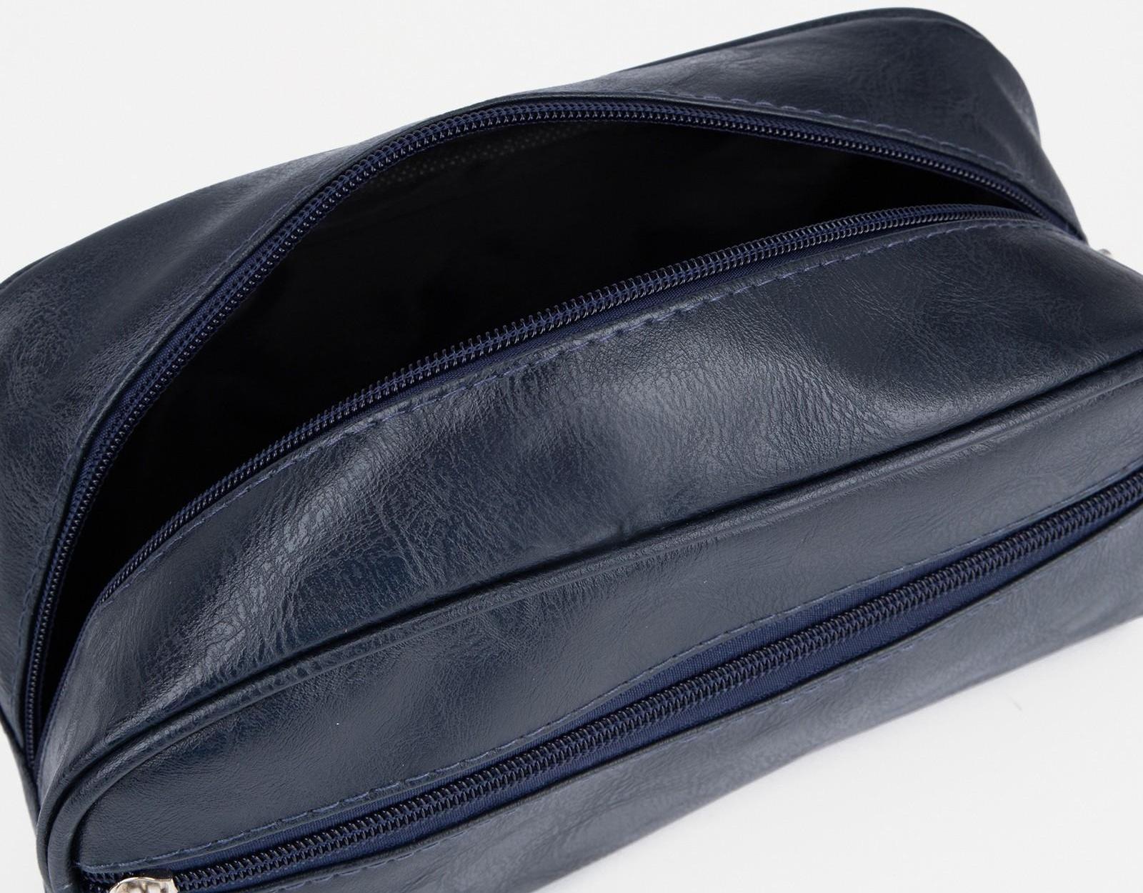 Косметичка на молнии, наружный карман, цвет синий