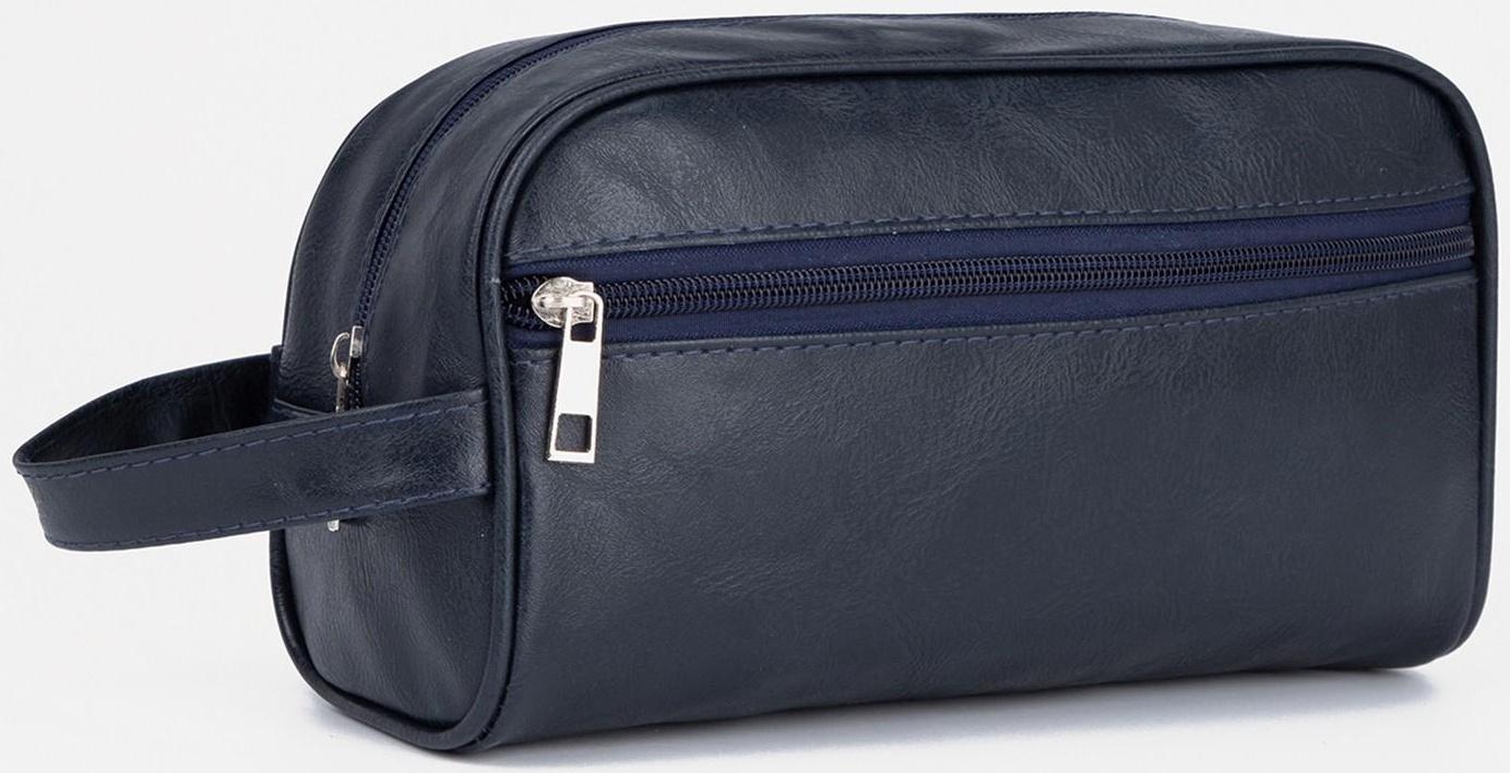 Косметичка на молнии, наружный карман, цвет синий