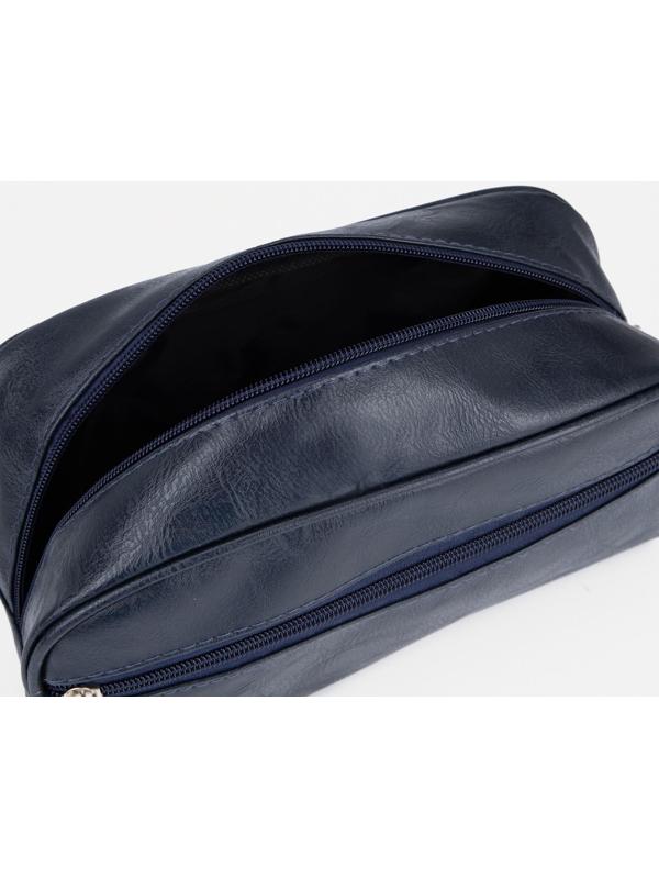 Косметичка на молнии, наружный карман, цвет синий