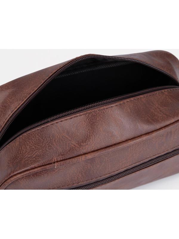 Косметичка на молнии, наружный карман, цвет коричневый