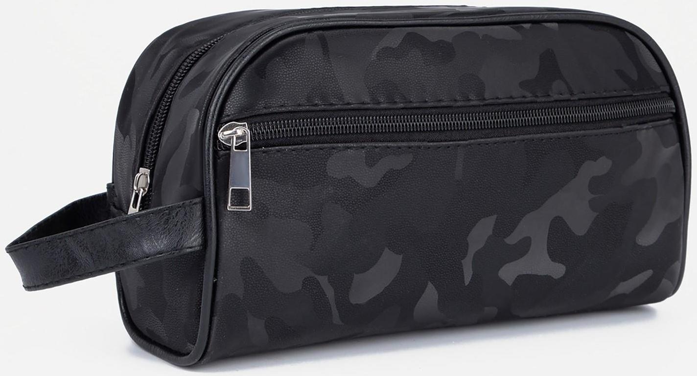 Косметичка на молнии, наружный карман, цвет чёрный