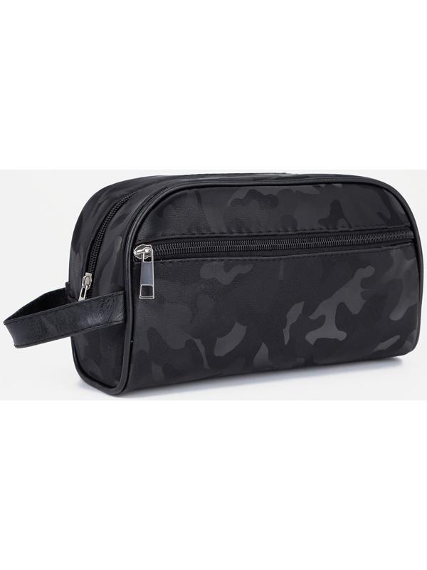 Косметичка на молнии, наружный карман, цвет чёрный