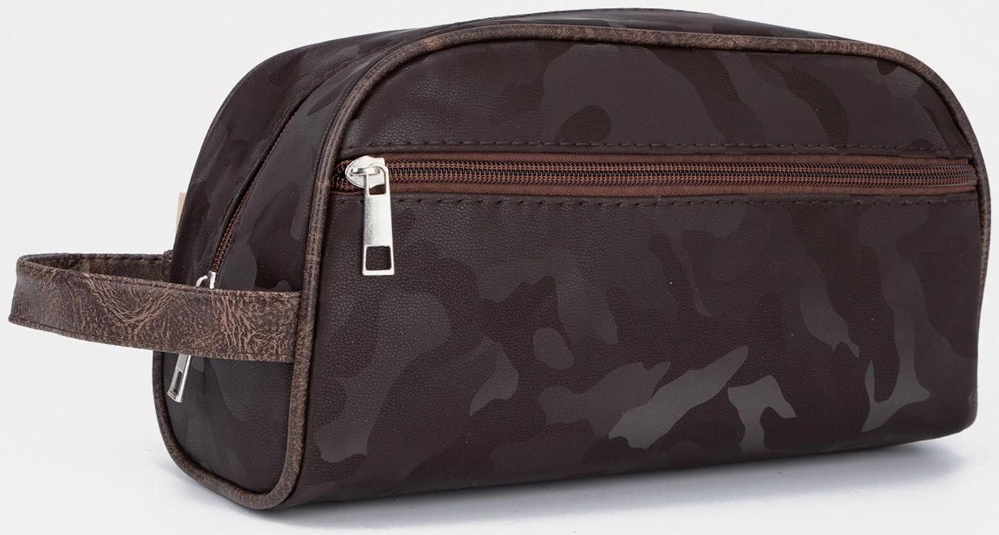 Косметичка на молнии, наружный карман, цвет коричневый